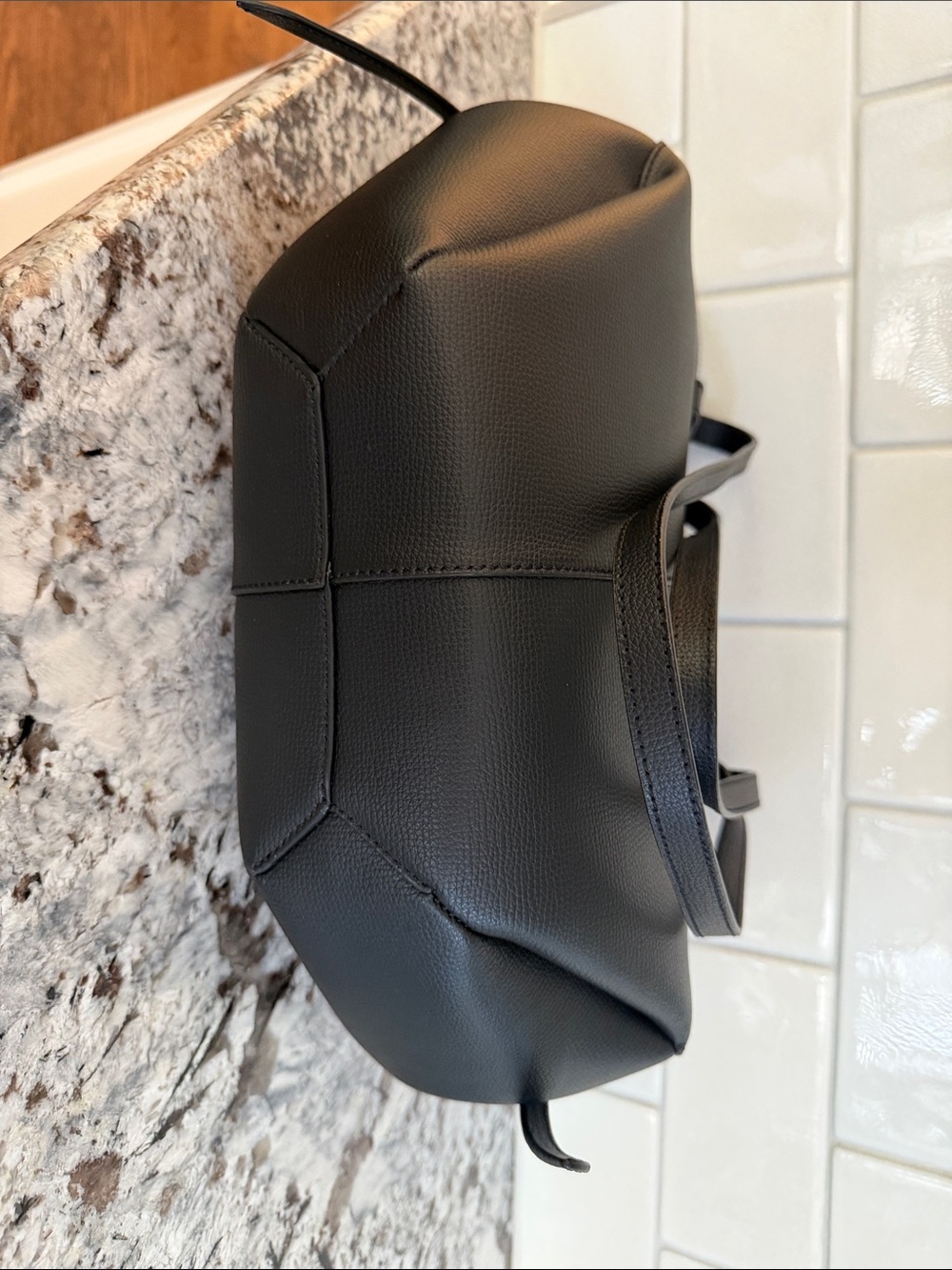 Polene cyme mini Black Leather Tote Bag - Picture 4 of 6
